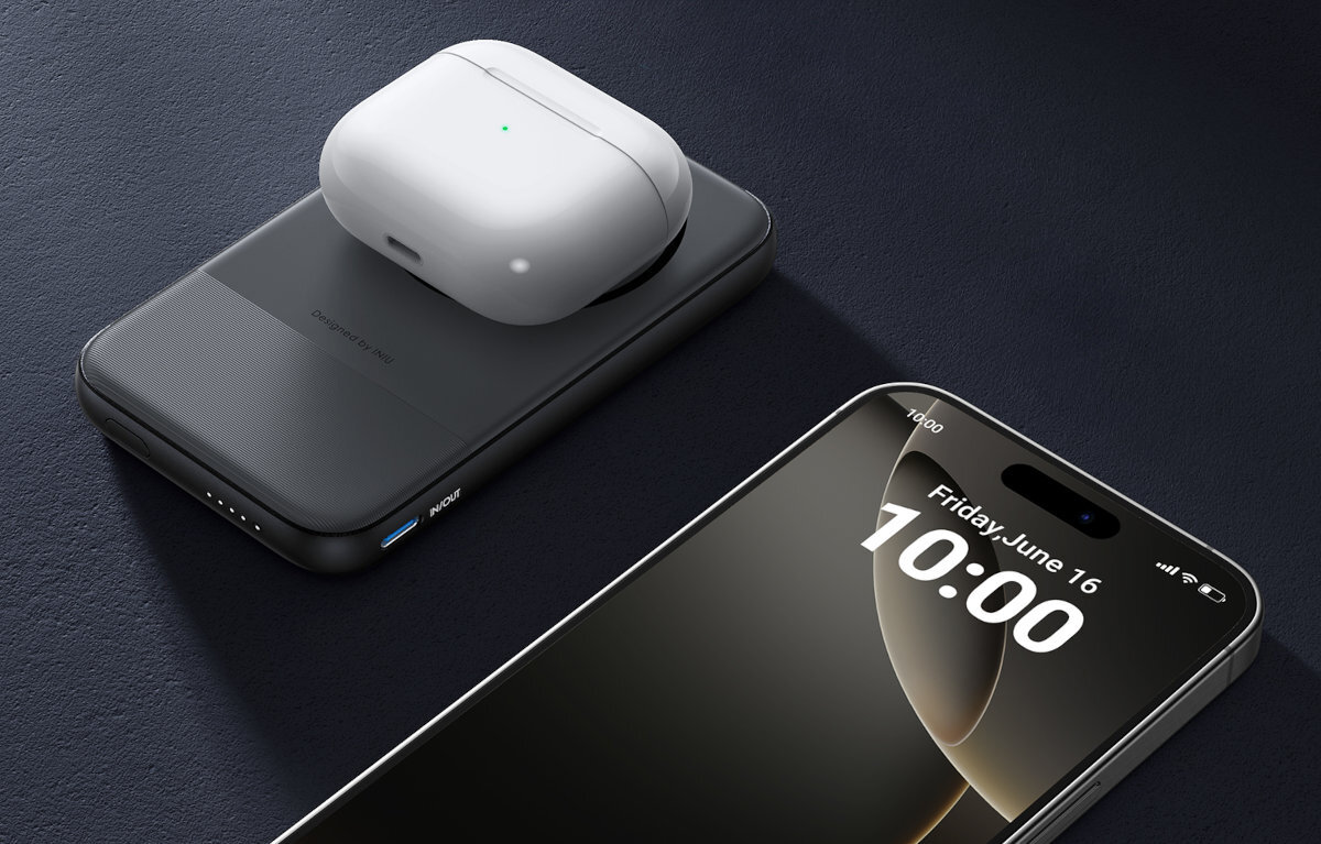 INIU MagPro Power 10000 mAh bezprzewodowe ładowanie o mocy 15 W iPhone 16 Pro Max 54% godzinę dwa razy szybciej - powerbank samrtfon słuchawki