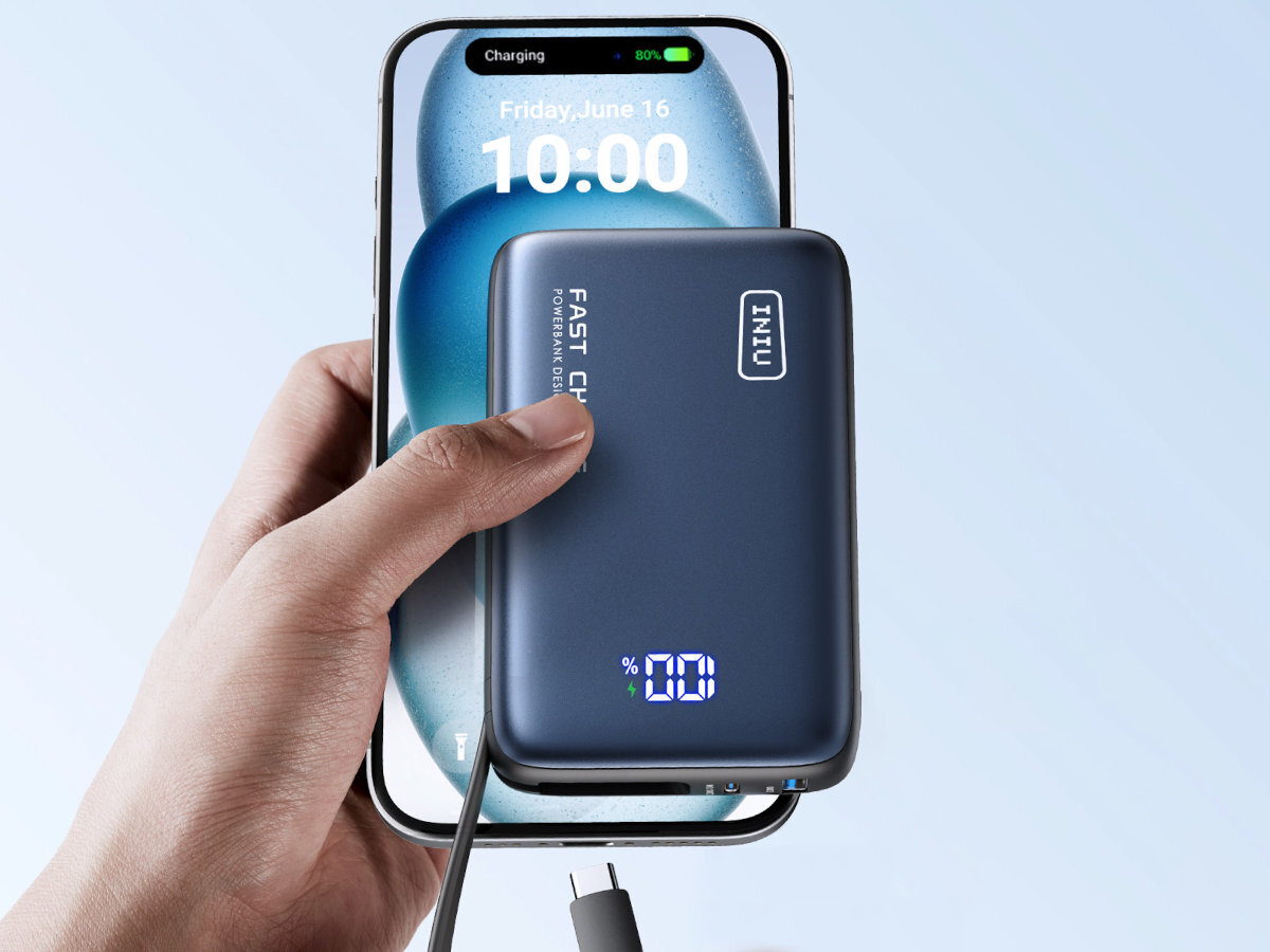 INIU Pocket Power 20000 mAh kabel z końcówką USB-C telefonu samego urządzenia smyczy - powerbank z telefonem