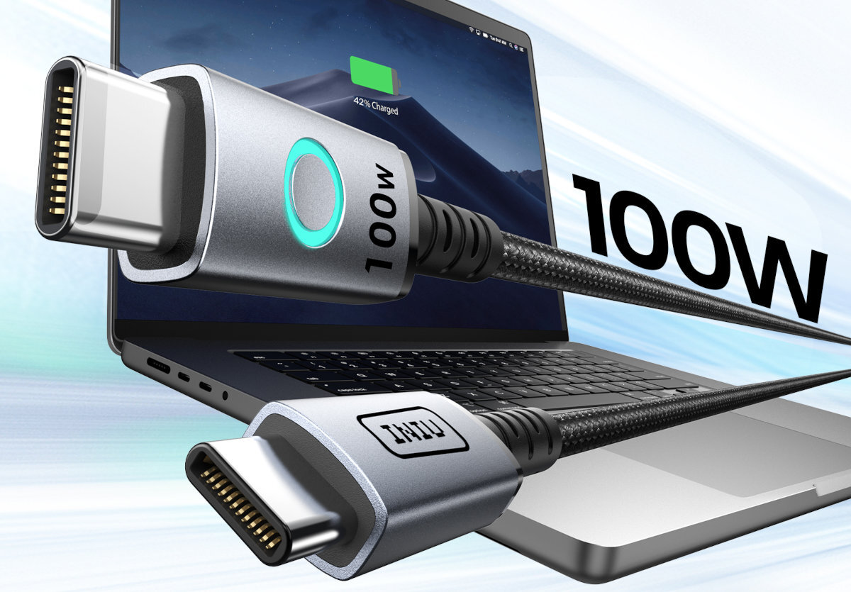 INIU Leopard 100 W Kabel USB-C/USB-C - kabel w tle laptop