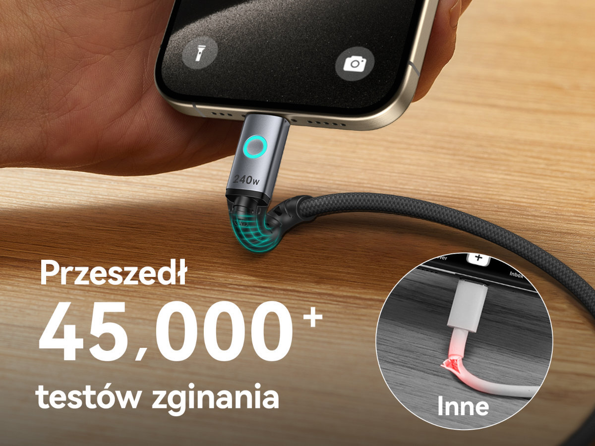 INIU Leopard Magnetic 240W Technologia EMARK 2.0 ochronie przed przeładowaniem oraz monitorowaniu temperatury szybko i bezpiecznie - odporność na zagięcia
