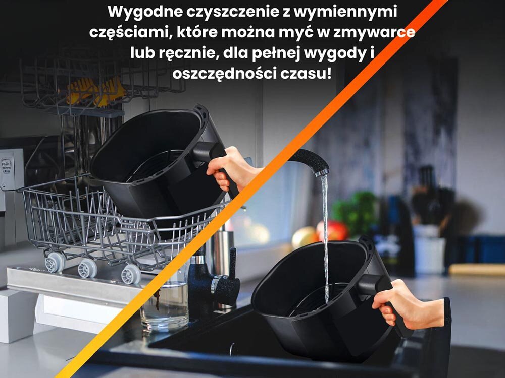 Air Fryer Frytkownica beztłuszczowa EXTRALINK Home SJ-500 wyjmowany kosz i tacka ociekowa, można myć w zmywarce, gładka powierzchnia, estetyczny wygląd