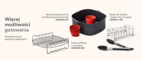 Pokazane dostępne akcesoria pasujące do airfryer Philips Dual Basket Pokazane dostępne akcesoria pasujące do airfryer Philips Dual Basket
