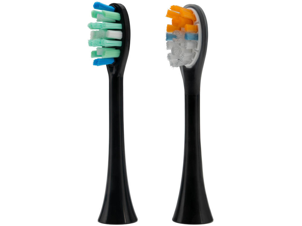 Szczoteczka soniczna GÖTZE & JENSEN ST955 dwie końcówki DAILY CARE SHINY WHITE średnie włosie płytka nazębna naturalna biel zębów Dwie wymienne końcówki do szczoteczki sonicznej Götze & Jensen z kolorowym włosiem: niebiesko-zielonym i pomarańczowo-białym.