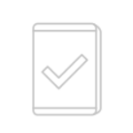 Szary prostokąt z białą ikoną przedstawiającą zaznaczone pole wyboru.