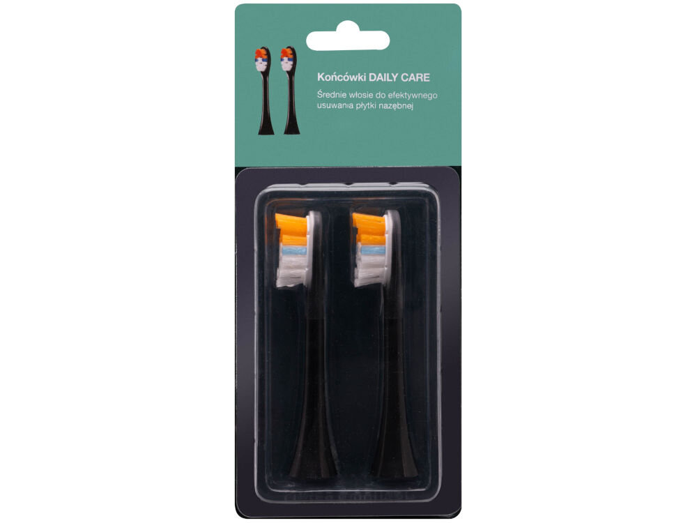 Oryginalna końcówka szczoteczki GÖTZE & JENSEN ASTH957 Opakowanie blister zawierające dwie końcówki DAILY CARE ze średnim włosiem do skutecznego usuwania płytki nazębnej.