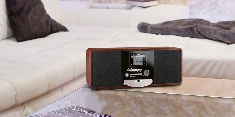 IMPERIAL Dabman i200 USB-A RJ-45 AUX wejście audio budzik zegar radio wielofunkcyjne, Radioodtwarzacz stojący na stole w pomieszczeniu