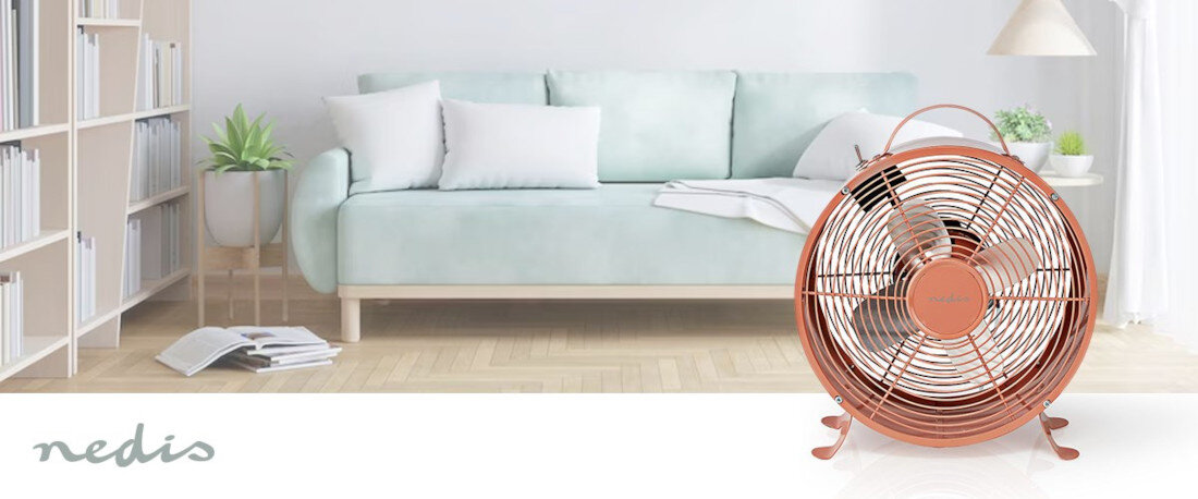 Wentylator NEDIS FNCL10PK20 wygląd design tło prezentacja wizualizacja komfort w zasięgu ręki Komfort w zasięgu ręki