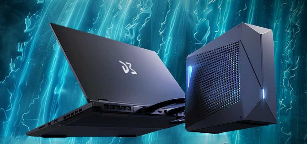 Laptop DREAMMACHINES RT5080 - Na zdjęciu przedstawiony jest laptop gamingowy DREAMMACHINES RT5080, dobry do intensywnej rozgrywki.