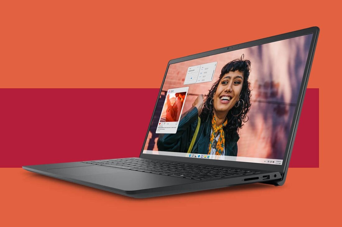 Uśmiechająca się kobieta na ekranie laptopa DELL Inspiron 3530. - Dostosuj i spersonalizuj, Aplikacja MyDell