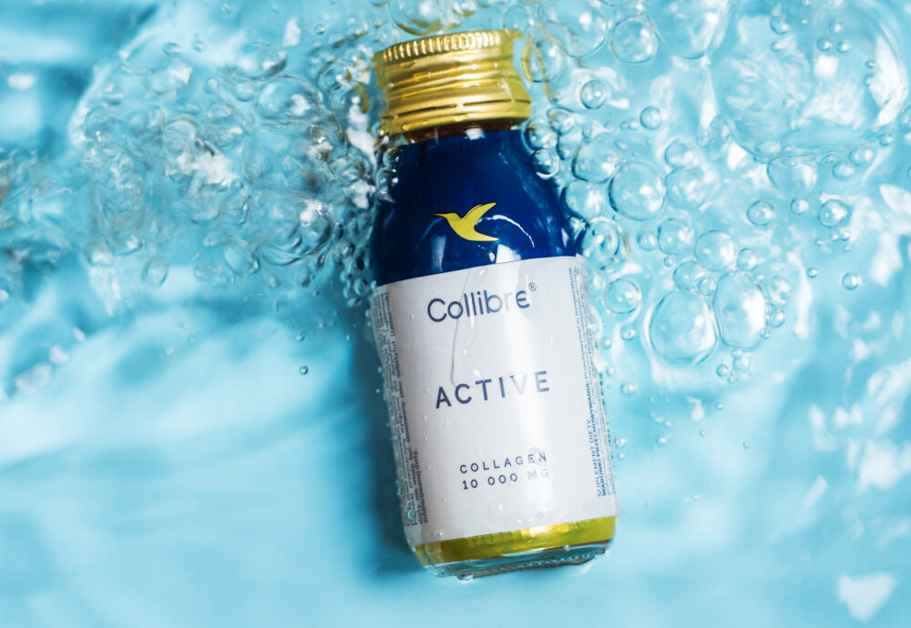 Kolagen COLLIBRE Active shot 15 x 60 ml buteleczka kolagenu położona na wodzie skuteczność wygoda poręczne buteleczki w formie szotów delikatny brzoskwiniowy smak stosowanie jedna buteleczka dziennie