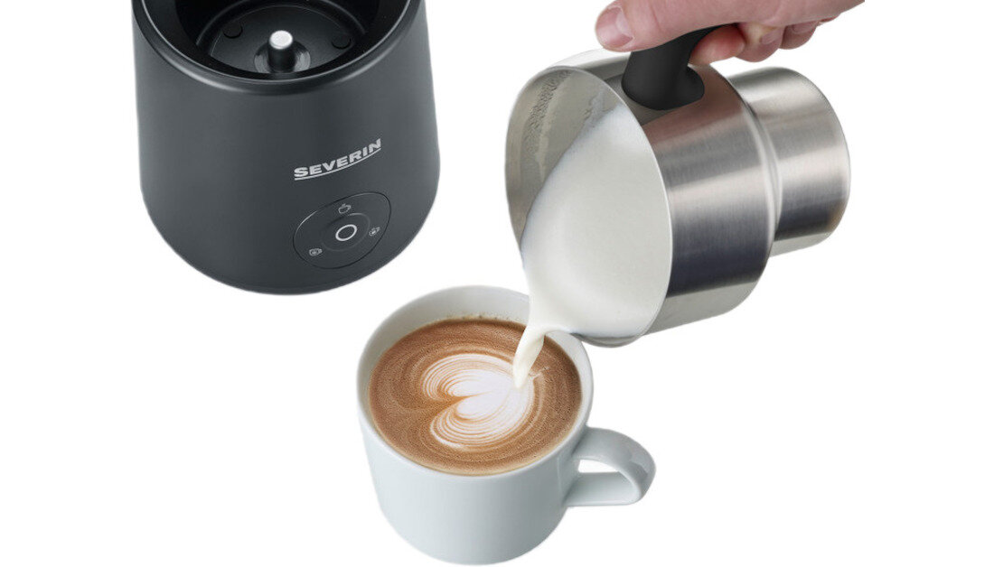 Spieniacz do mleka SEVERIN SM 3579 Spuma Lite technologia podgrzewania System indukcyjny równomierne podgrzewanie mleka pianka cappuccino i latte macchiato podgrzewa mleko równomiernie smak i konsystencja
