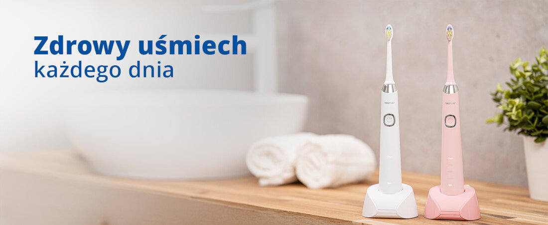 Szczoteczka soniczna ZELMER ZTB8010W Biały wygląd design tło prezentacja wizualizacja Pielęgnacja jamy ustnej