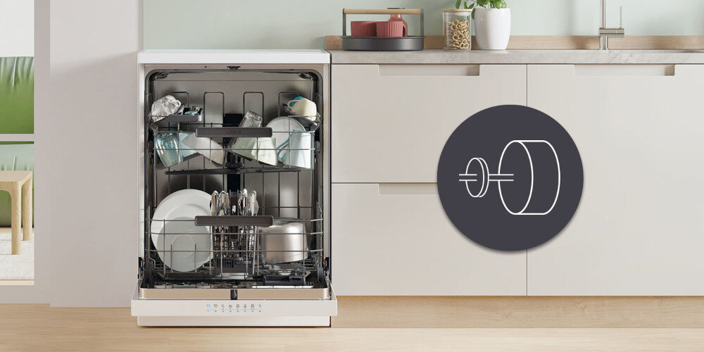 ZMYWARKA CANDY RAPIDO CF 6B4S1PA zdjęcie lifestyle ikona grafika kuchnia zabudowa zmywarka zamknięta front silnik inwerterowy cicha stabilna praca mniej wibracji długa żywotność oszczędności lepsze efekty