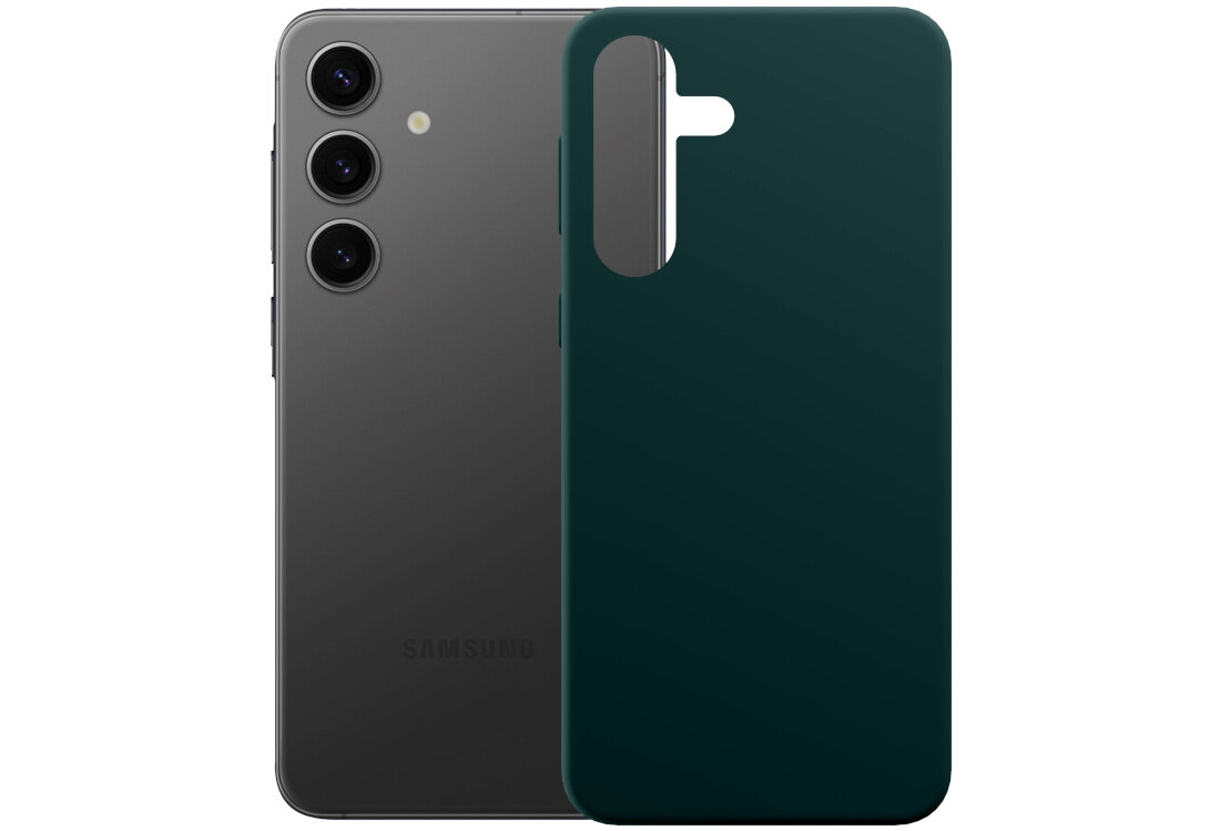 Etui 3MK Silicone Guardx do Samsung Galaxy S25 Ciemnozielony wygląd prezentacja kolor białe tło