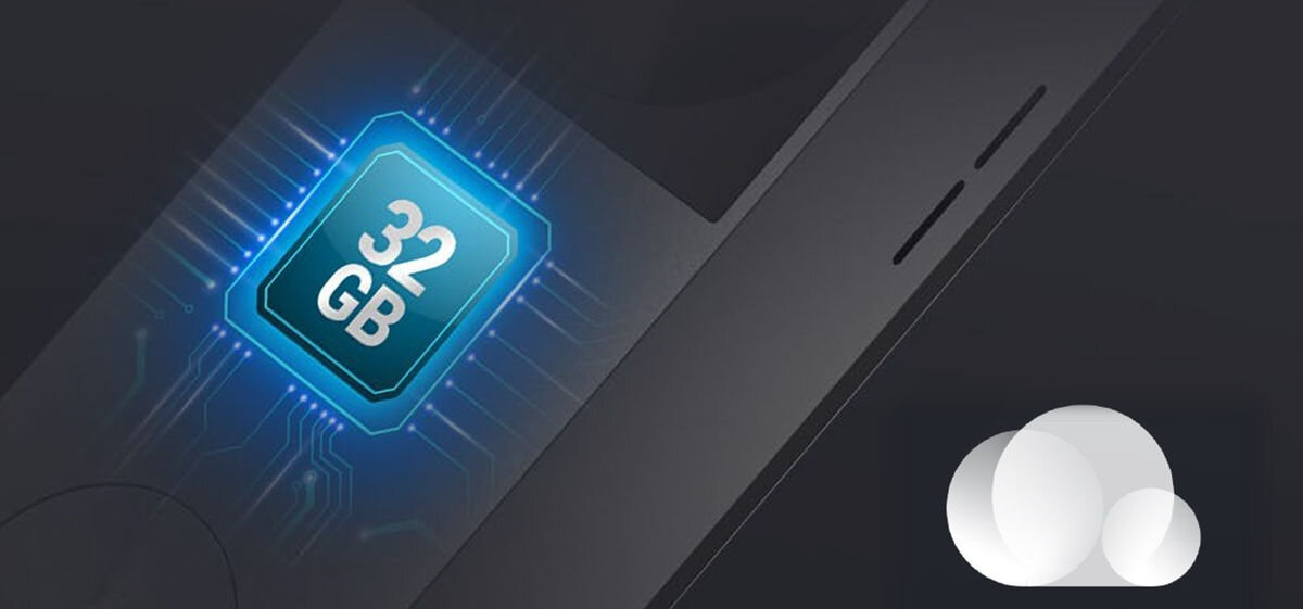 Wideodomofon EZVIZ CS-HP3 Pro Wi-Fi, nagrania, pamięć, bez, opłat, Dzwonek HP3 Pro z pamięcią 32GB i ikoną chmury, czarne tło z efektem elektronicznym