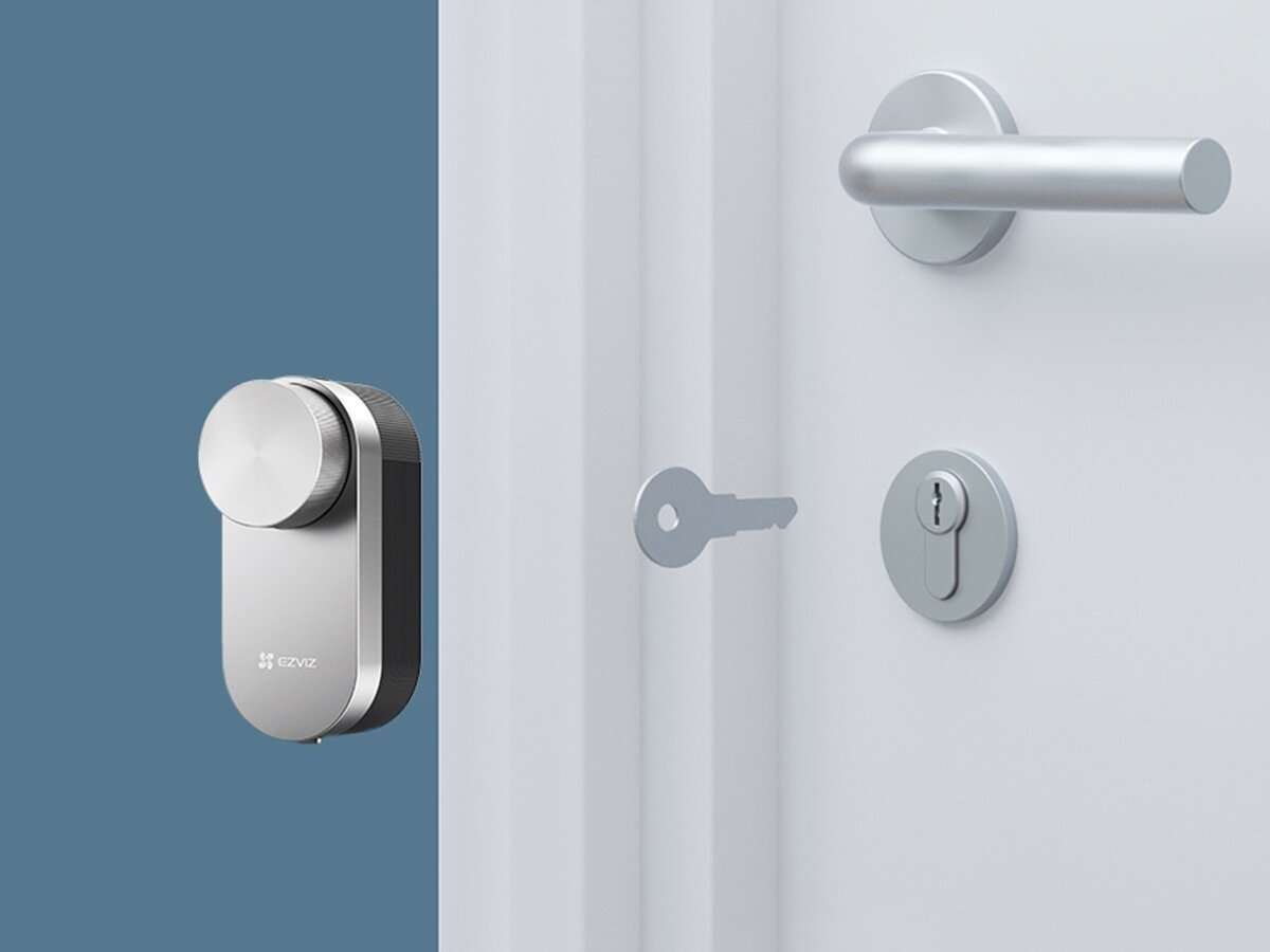 Zamek szyfrowy EZVIZ DL01 PRO+DL01CP+A3(KIT), zamontować, instalacja, brud, hałas, wizualizacja instalacji zamka EZVIZ do drzwi