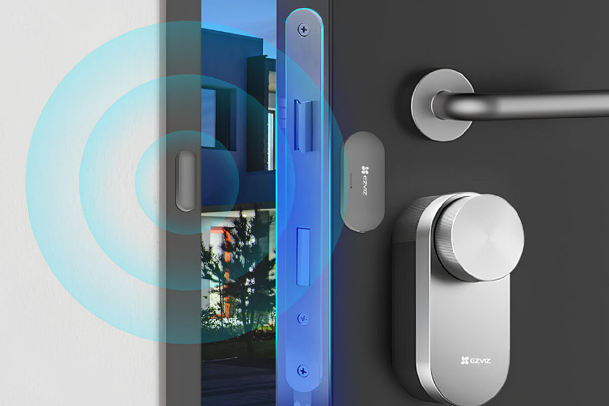 Zamek szyfrowy EZVIZ DL01 PRO+DL01CP+A3(KIT), szyfrowy, ryglowanie, pośpiech, powiadomienie, wizualizacja automatycznego ryglowania drzwi