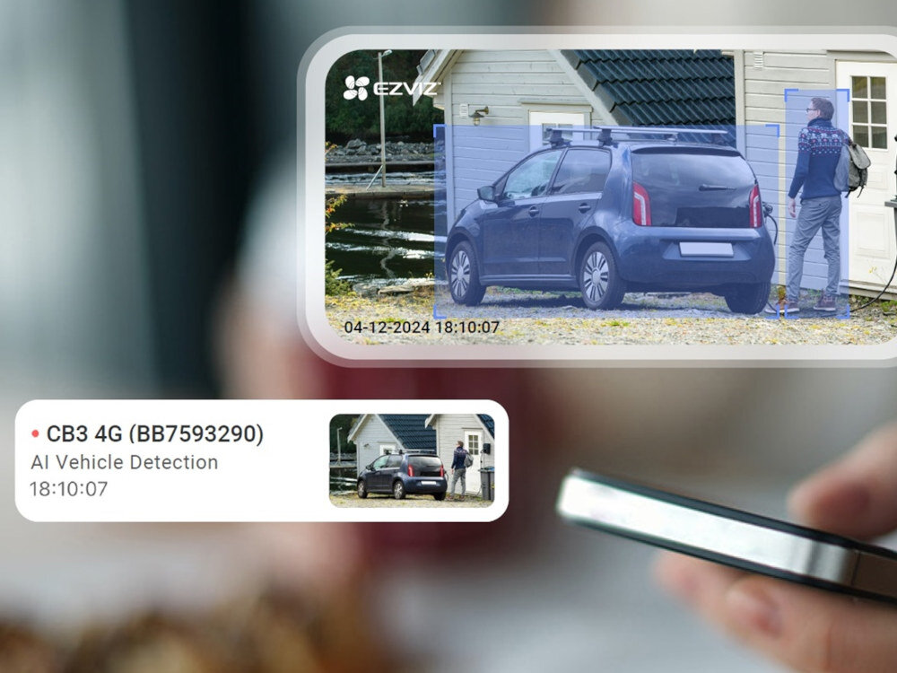 Kamera EZVIZ CB3 Zewnętrzna, Wi-Fi / Bluetooth + Panel solarny Skupienie na tym, co ważne rozpoznaje ludzi i pojazdy otrzymujesz powiadomienia dopasowanie