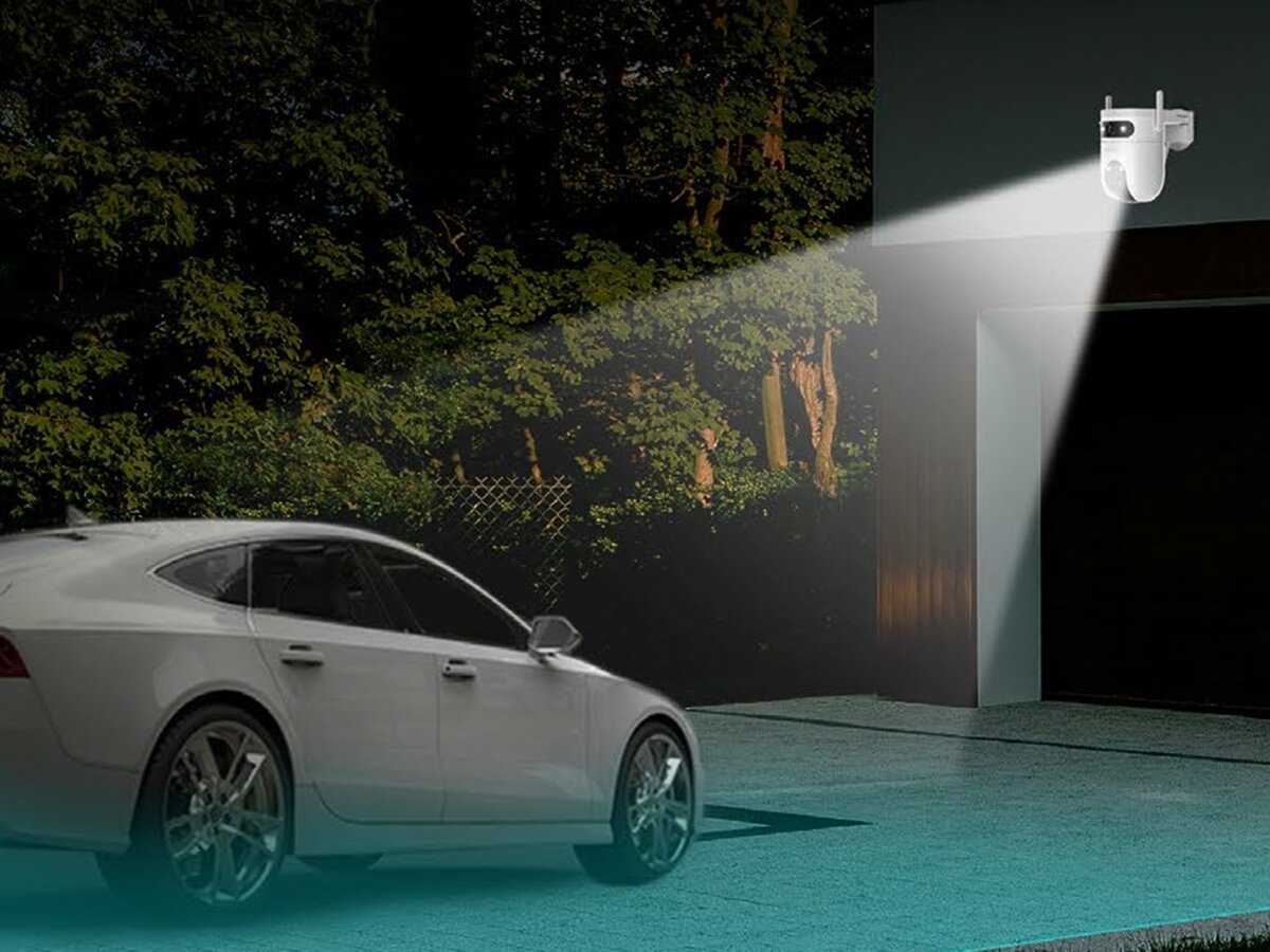 Kamera EZVIZ H9C Dual 3K Zewnętrzna, Wi-Fi / LAN, Kamera obrotowa, obiektyw, monitoring, kontrola, analiza, Montaż kamery na ścianie, suficie i słupie pokazujący różne opcje instalacji.