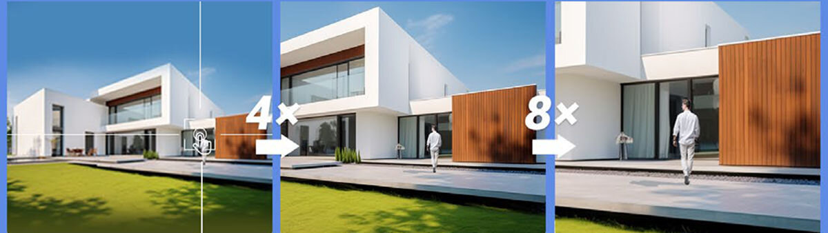 Kamera EZVIZ H9C Dual 3K Zewnętrzna, Wi-Fi / LAN, Kamera obrotowa, dotknięcie, przybliżenie, skupić, uwaga, Kamera z zaznaczonymi dwoma obiektywami oraz strzałkami pokazującymi obroty.