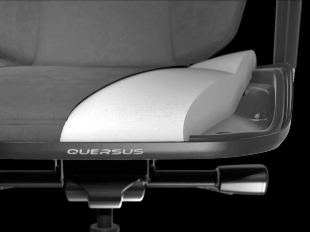Fotel QUERSUS Icos.1.1 Jasnoszary prezentacja pianki w środku fotela na czarnym tle pianka QRS COLD-CURE™ nie odkształca się wygoda estetyka na lata