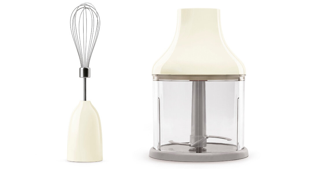 Blender SMEG HBF03CREU Kremowy Mieszaj, ubijaj i rozdrabniaj rozdrabniacz z ostrzami w kształcie litery „S” trzepaczka ze stali nierdzewnej omowe pasty, sosy, bitą śmietanę czy pianę z białek