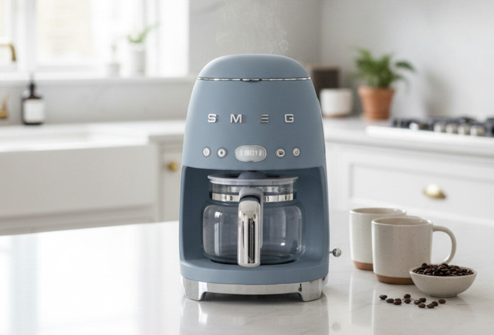 Ekspres SMEG DCF02SBMEU wygląd design prezentacja wizualizacja Codzienna kawa bez wysiłku