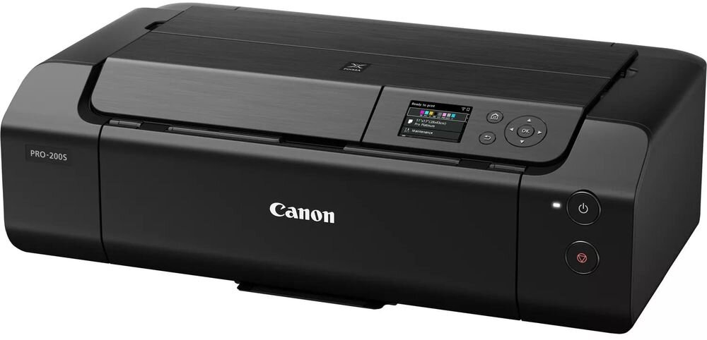 Drukarka CANON Pixma Pro-200S Druk w kolorze, Wi-Fi urządzenie na białym tle od przodu pod kątem rozdzielczość wierne odwzorowanie drobnych detali wysoka ostrość krawędzi