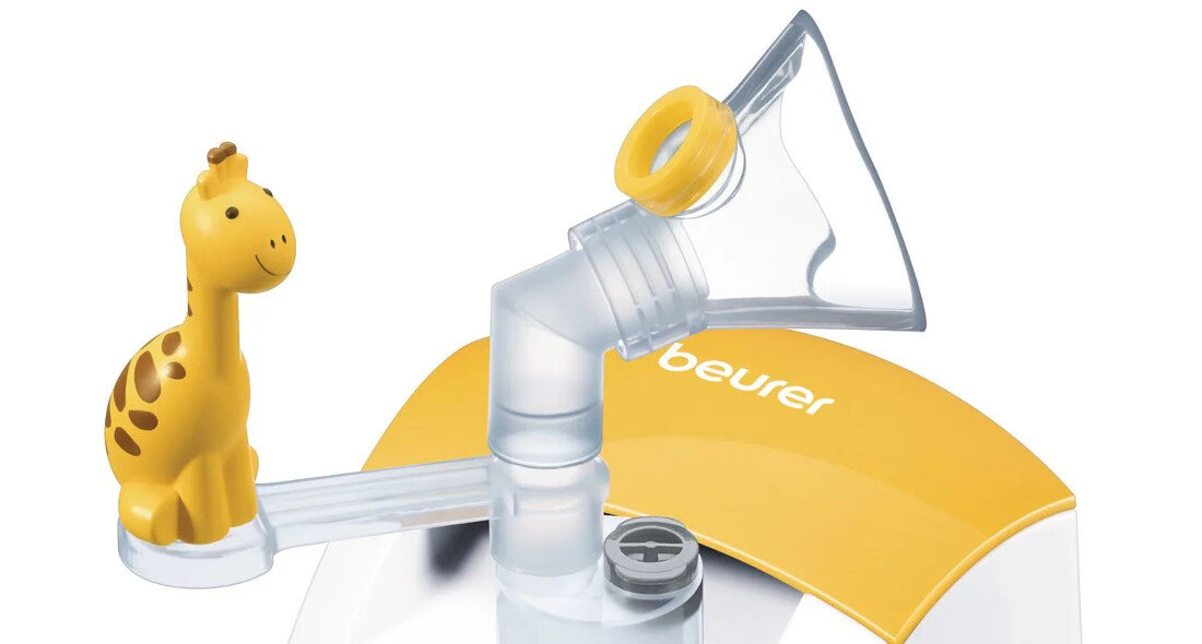 Inhalator kompresorowy BEURER IH 26 Kids Krótki czas inhalacji leczenie przeziębień, astmy i innych chorób dróg oddechowych Technologia sprężonego powietrza Krótki czas terapii