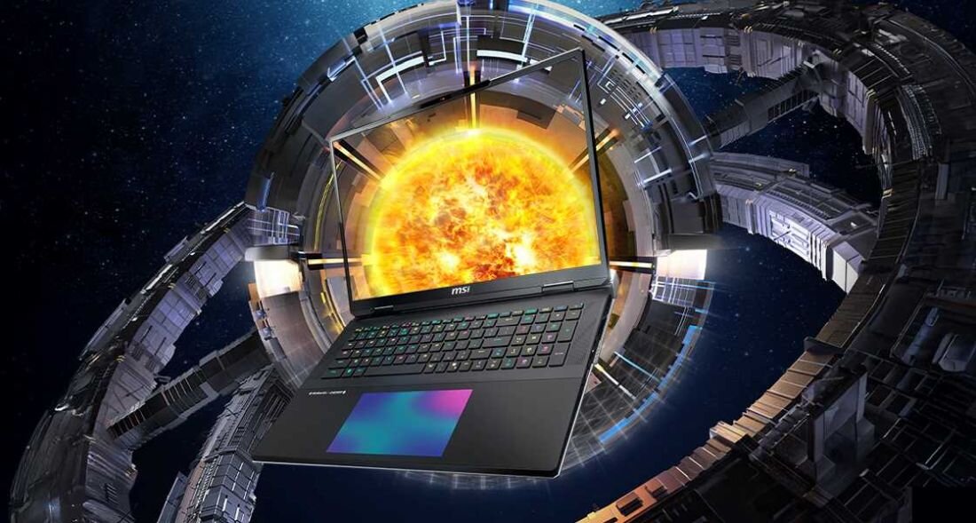 Laptop MSI Titan 18 HX AI - Na zdjęciu przedstawiony jest laptop gamingowy MSI Titan 18 HX AI, dobry do intensywnej rozgrywki.