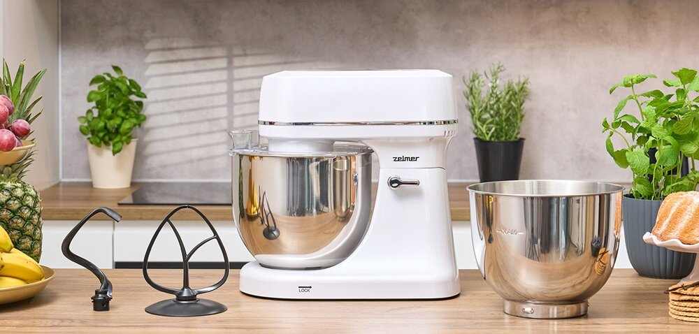 Robot kuchenny planetarny ZELMER ZKR2000 800W Super Silent 2 misy w zestawie robot wraz z akcesoriami na blacie uchennym, 12 poziomów prędkości, dokładne dopasowanie tempa