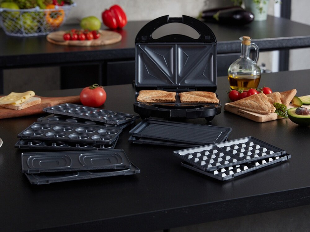 Opiekacz do kanapek LOVIO HOME LVSM001BK 6w1 unikalne wymienne płytki, różnorodne potrawy