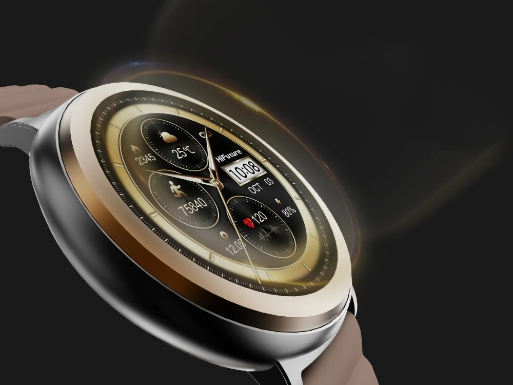 Smartwatch HiFuture Aurora
tarcza zegarka z efektem lsnienia
wystwietlacz amoled kolory szczegoly wygoda
