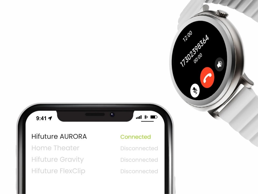Smartwatch HiFuture Aurora
tarcza smartwatcha z trwajacym polaczeniem glosowym
polaczenia rozmowa kontakty dostep