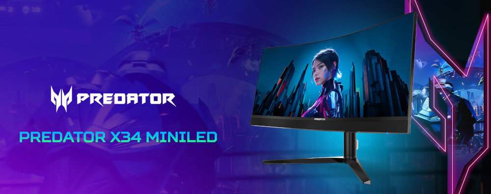ACER Predator X34 V3 monitor na niebieskim tle z gry