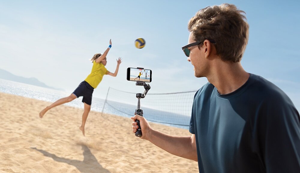 Gimbal DJI Osmo Mobile 7P nagrywanie na plaży