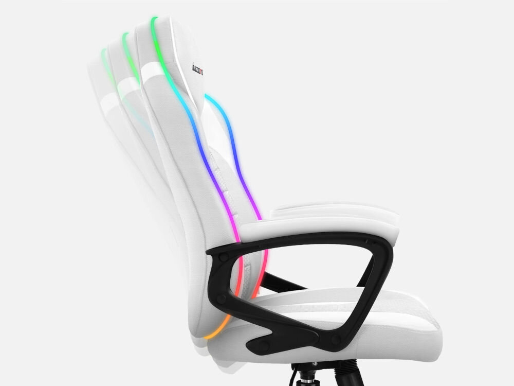 Fotel HUZARO Force 2.5 RGB Biały prezentacja mechanizmu bujania SoftFlex lekkie kołysanie blokada w pozycji pionowej pomaga rozluźnić mięśnie poprawia krążenie przeciwdziała napięciom