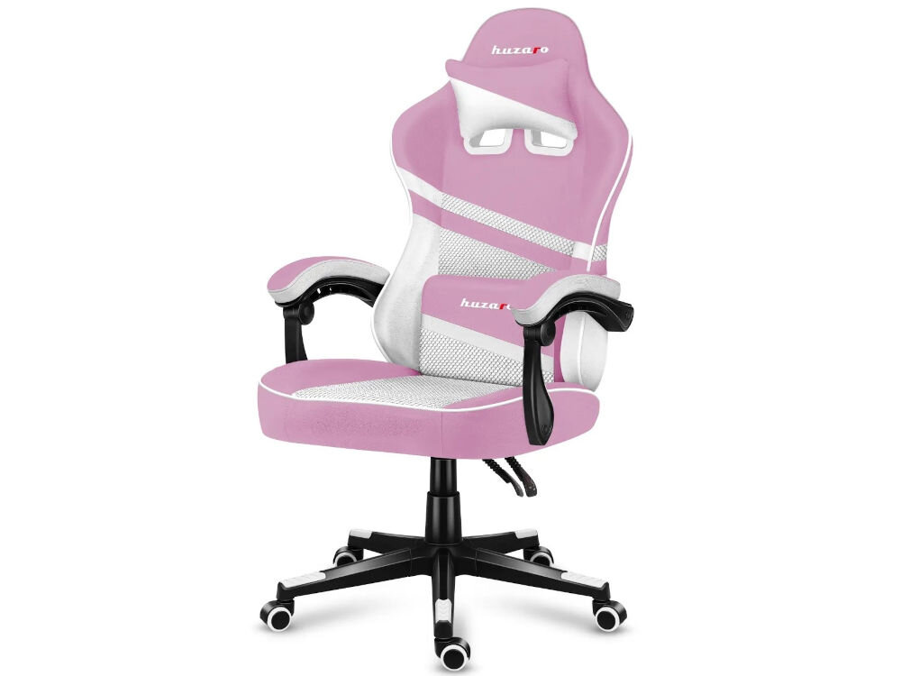Fotel HUZARO Force 4.4 Różowy prezentacja fotela na białym tle od przodu pod kątem
