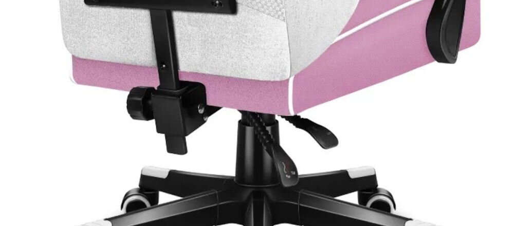 Fotel HUZARO Force 4.4 Różowy zbliżenie na siłownik gazowy normy bezpieczeństwa BIFMA regulacja wysokości płynność udźwig do 130 kg solidność konstrukcji