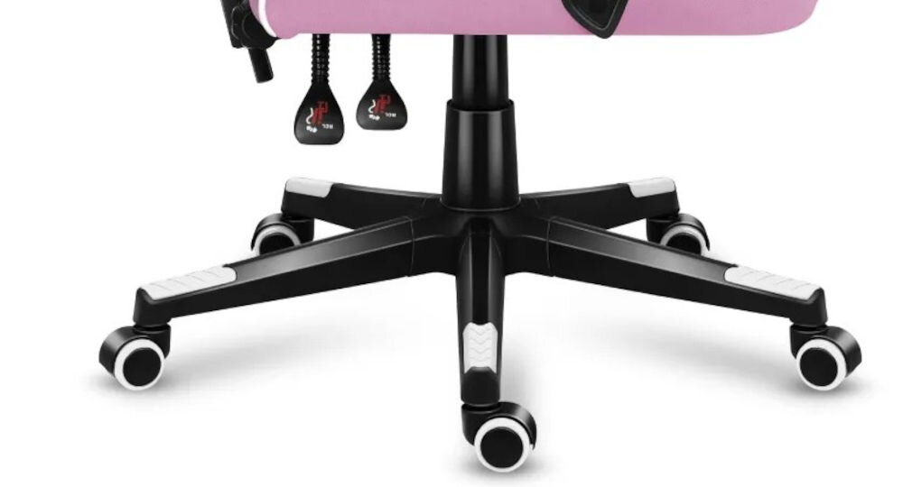 Fotel HUZARO Force 4.4 Różowy zbliżenie na koła średnica 50 mm kauczuk i poliuretan płynność cisza nie zostawiają śladów ani zarysowań panele płytki