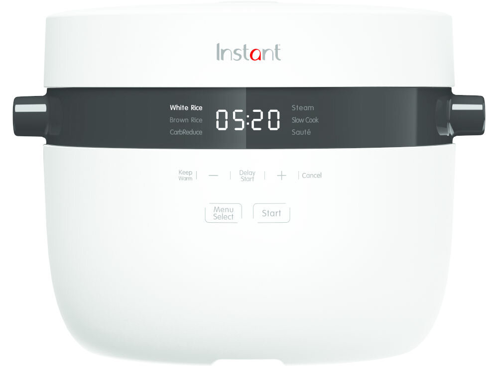 Ryżowar INSTANT POT Multigrain ryżowar biały kolor czarne elementy wyświetlacz rysunki białe tło 21,5 x 28,5 x 27 cm moc 600 W pojemność 2,84 l do gotowania ryżu i innych zbóż inteligentne programy precyzyjne sterowanie temperaturą ryż biały, brązowy, komosa ryżowa mieszanki zbóż samodzielnie dostosowuje czas i tryb gotowania optymalne rezultaty zdrowa zbilansowana dieta wygodne rozwiązanie