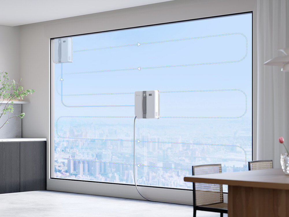 Robot do mycia okien ECOVACS Winbot Mini Szary Planowanie ścieżki algorytm omija przeszkody efektywność czyszczenia powierzchnia