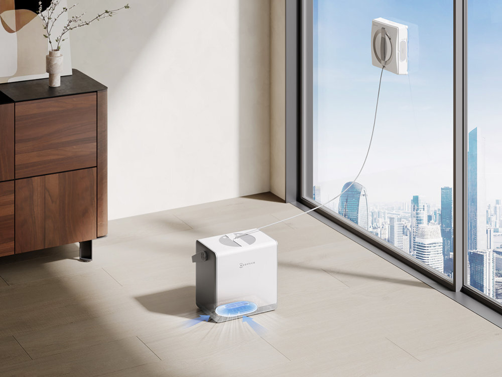 Robot do mycia okien ECOVACS Winbot W2 Pro Omini lifestyle tło wizualizacja wygląd design
