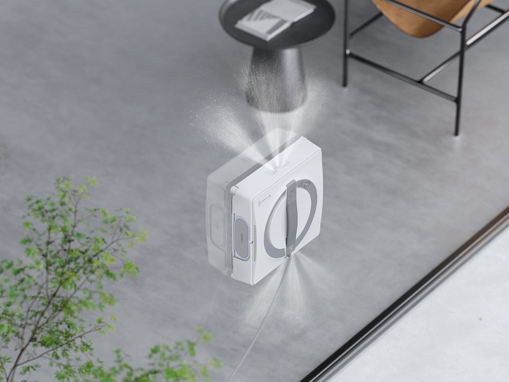 Robot do mycia okien ECOVACS Winbot W2 Pro czyszczenie szyb czyszczenie powierzchni szklanych automatyczny spryskiwacz potrójne dysze woda poprawa zabrudzenia efektywność