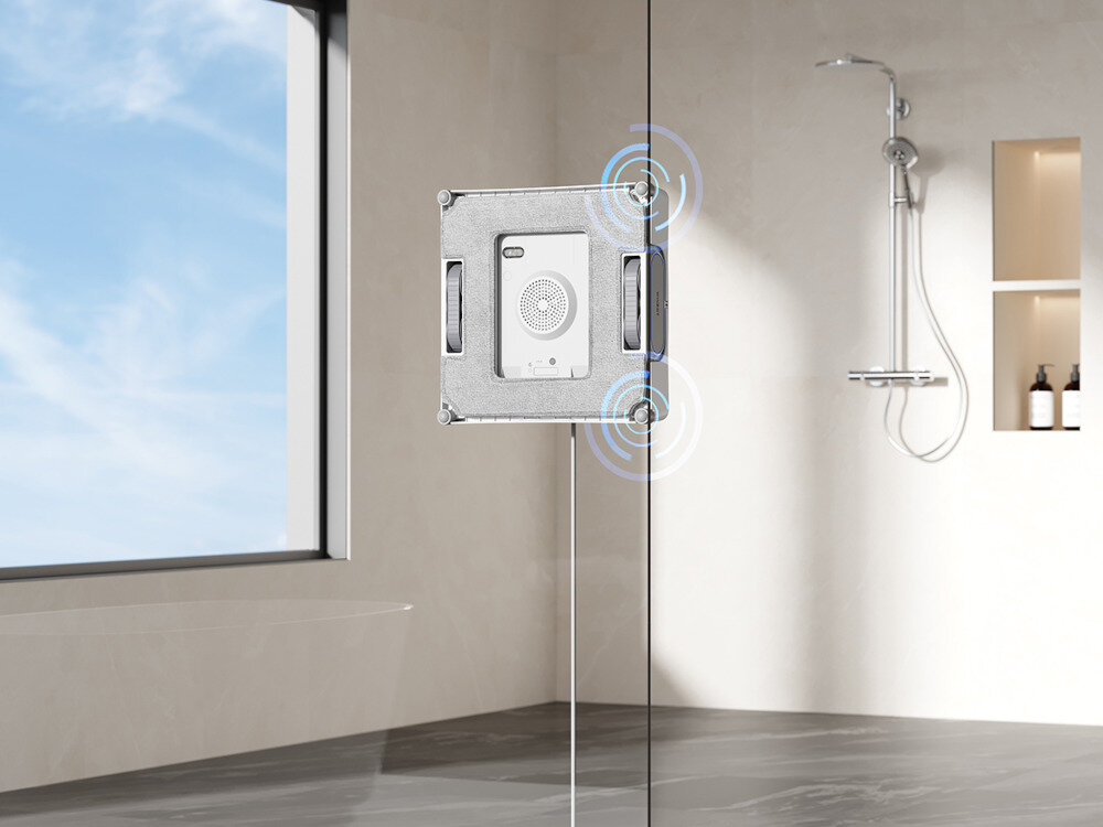 Robot do mycia okien ECOVACS Winbot W2 Pro Wielopoziomowa ochrona Bezpieczeństwo użytkowania 10-poziomowy system ochrony czujniki krawędzi zabezpieczenie przed awarią zasilania czas pracy możliwości