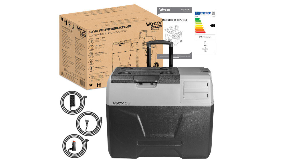 LODÓWKA TURYSTYCZNA VAYOX VA-T40 wizualizacja zestaw wyposażenie