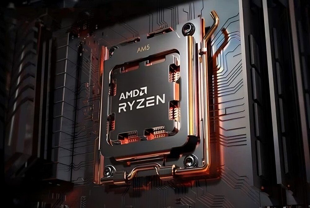 Komputer MAD DOG ENDORFY500ARGB-A17DR32 Grafika ze zbliżeniem na procesor zamontowany w gnieździe płyty głównej, na procesorze nazwa modelu AMD Ryzen, procesor, rdzenie, moc obliczeniowa