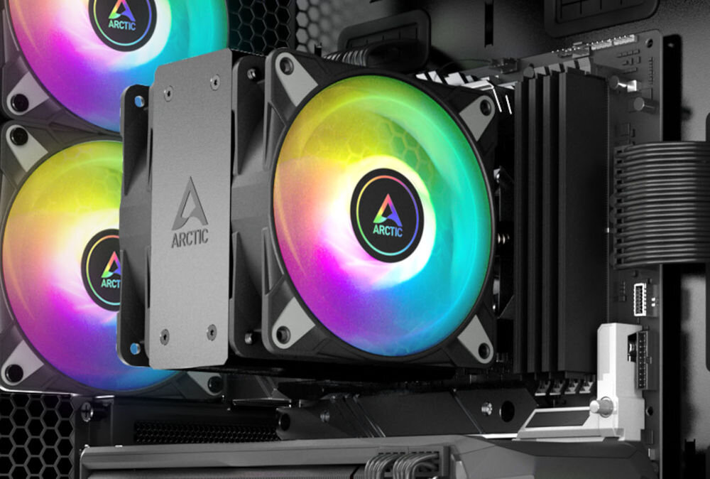 Komputer MAD DOG DIAXID605-I11DR32 i5-13400F 32GB RAM 1TB SSD GeForce RTX4060 DLSS 3 Wi-Fi temperatura to nie problem, chłodzenie ARCTIC Freezer 36 A-RGB,
wyposażone w dwa 120-milimetrowe wentylatory po obu stronach radiatora, konfiguracja push-pull, aluminiowa pokrywa radiatora, diody LED A-RGB,
chłodzenie zamontowane w komputerze