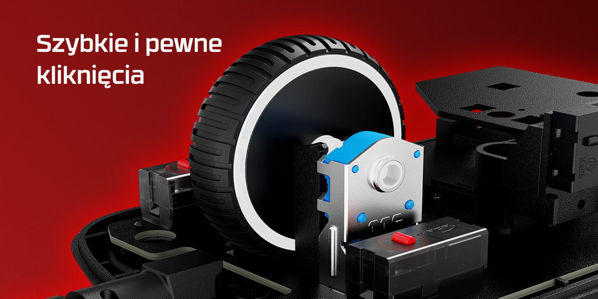 HYPERX Pulsefire Saga Przełączniki HyperX technologię optyczną mechaniczne odczucie - mechanizm scrolla