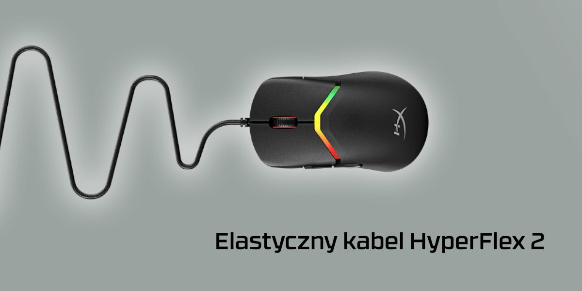 HYPERX Pulsefire Saga HyperFlex 2 USB-A wytrzymałego, plecionego materiału paracord - elastyczność kabla